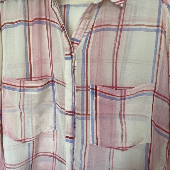 Anthropologie Holding Horses Plaid Semi Sheer Button Up Shirt - Picture 3 of 5